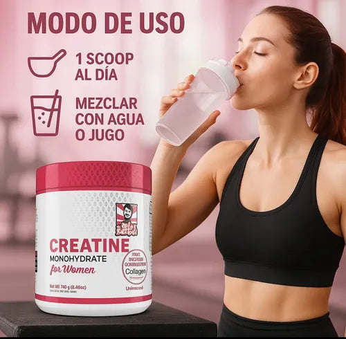 Creatina WOMEN OLD SCHOOL con colágeno y BCAA Especial para Aumentar Glúteos y Busto